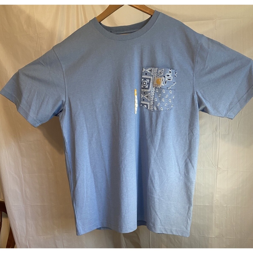 Men's Carhartt Loose Fit Light Blue W/ Pocket T-Shirt-New WIth Tags-Size Large